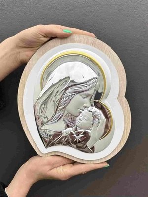 Срібна ікона Матір Божа з Ісусиком (код АЕ 1101 2) 15,5*17,5 см АЕ 1101 2 фото