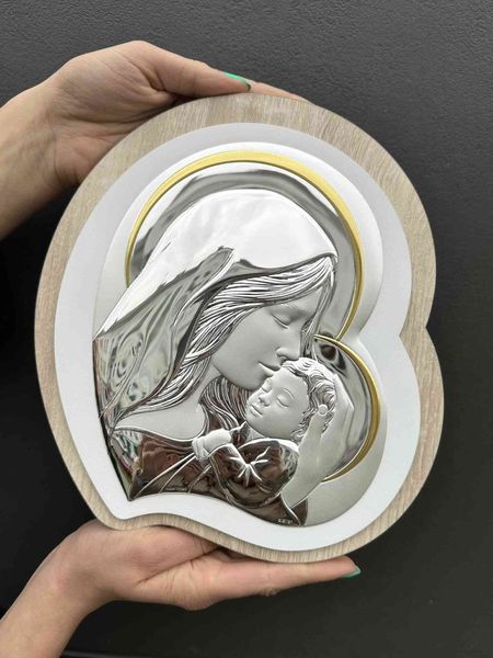 Срібна ікона Матір Божа з Ісусиком (код АЕ 1101 3) 23,5*25,5 см АЕ 1101 3 фото