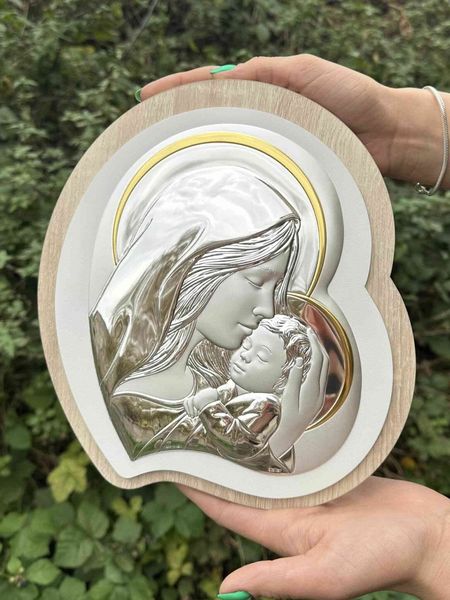 Срібна ікона Матір Божа з Ісусиком (код АЕ 1101 3) 23,5*25,5 см АЕ 1101 3 фото