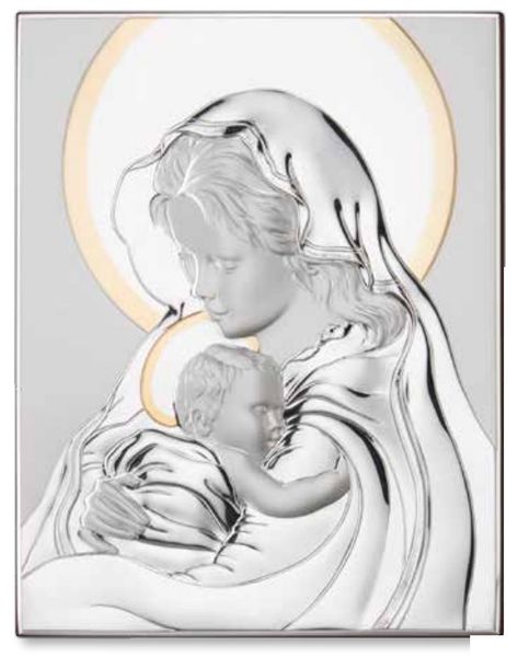 Срібна ікона Матір Божа з Ісусиком (код 453132) 22*27,5 см 453132 фото