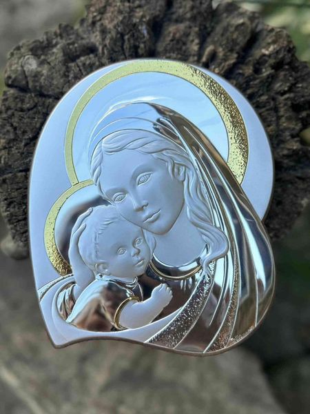 Срібна ікона Матір Божа з Ісусиком (код 452649) 18*21 см 452649 фото