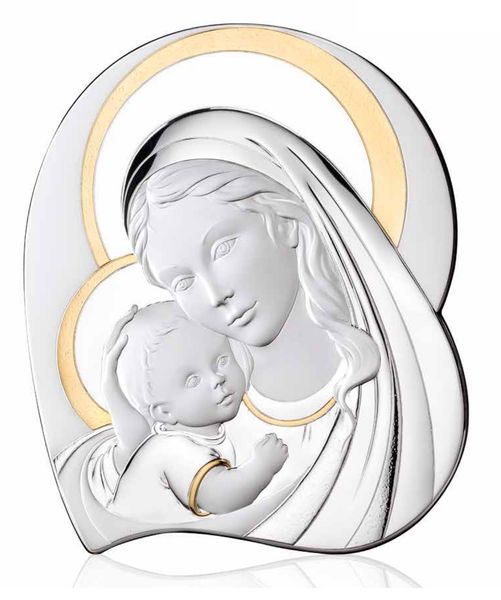 Срібна ікона Матір Божа з Ісусиком (код 452649) 18*21 см 452649 фото