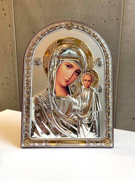 Срібна ікона Божої Матері Казанська (код 4706/27D) 20*27 см 4706/27D фото