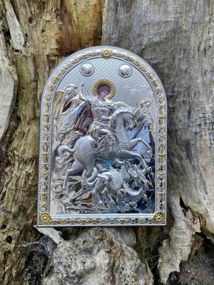 Срібна ікона Святий Георгій Побідоносець (код 21250) 13*18 см 21250 фото