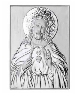 Серебряная икона Пресвятое Сердце Иисуса (950058) 24х32 см 950058 фото