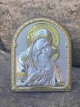 Серебряная икона Божией Матери Сладкое Целование (код C750 B1600) 14*17,5 см C750 B1600 фото