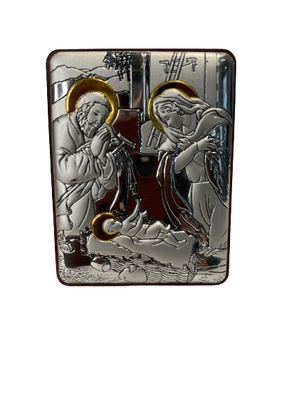 Срібна ікона Різдво Христове (С739 D678 O) 5х6,5см С739 D678 O фото