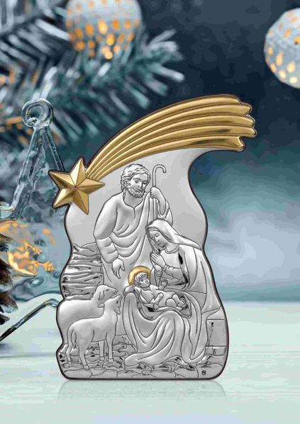 Серебряная икона Рождество Христово (С801 D1431 O) 7х10 см С801 D1431 O фото