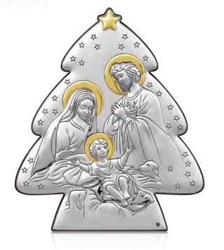 Серебряная икона Рождество Христово (С801 D1432 O) 7х10 см С801 D1432 O фото