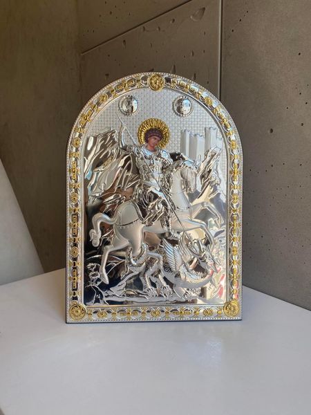 Срібна ікона Святий Георгій Побідоносець (код 21251) 26*37 см 21251 фото