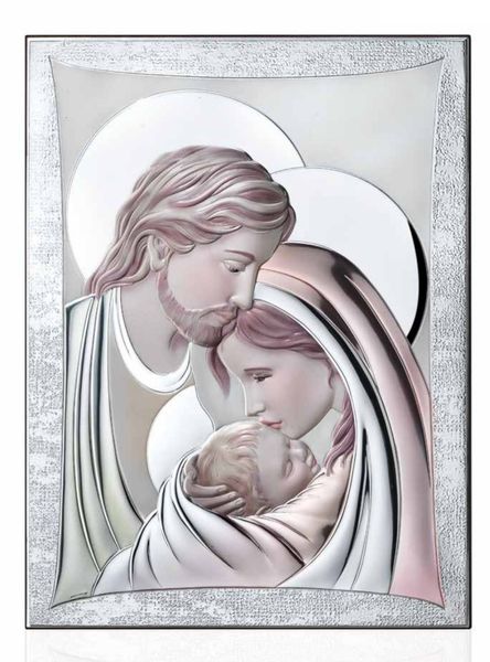 Серебряная икона Святое Семейство (код 444304) 11,5*14 см 444304 фото