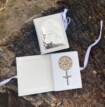 Серебряная шкатулка с вервицей Матерь Божья с младенцем (6*9 см) код 629 R 629 R фото