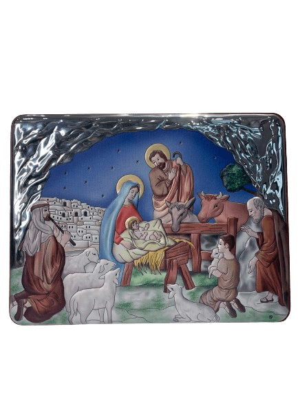 Серебряная икона Рождество Христово (С737 D826 OC) 16 х 22 см С737 D826 OC фото
