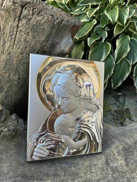 Серебряная икона Матерь Божья с Иисусиком (код 453132) 22*27,5 см 453132 фото
