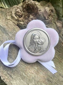 Икона серебряная детская Мария с Младенцем(код 1546 164 R) 9 см 1546 164 R фото