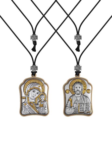 Автомобильная серебряная икона Матерь Божья - Иисус (код РА 001-002 G) 3*4 см РА 001-002 G фото