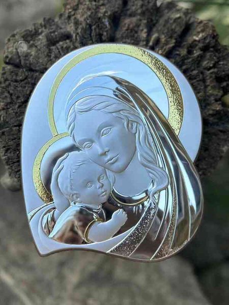 Серебряная икона Матерь Божья с Иисусиком (код 452649) 18*21 см 452649 фото