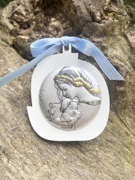 Икона серебряная детская Мария с Младенцем(код 1550 3013 C) 4.5*5.5 см 1550 3013 C фото