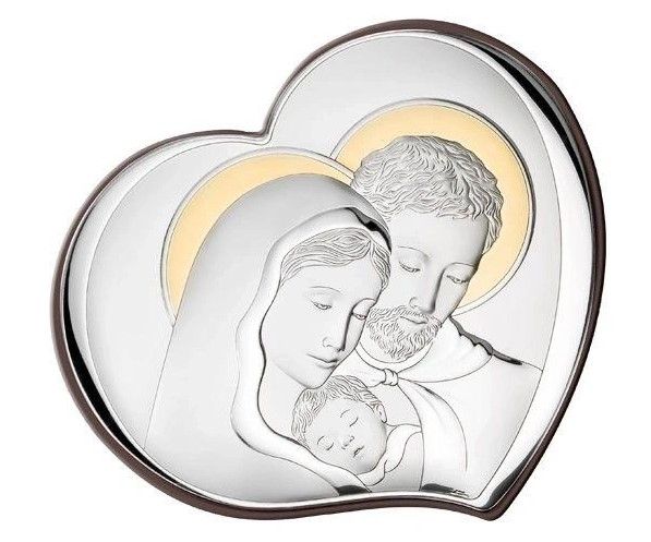Икона серебряная Святое Семейство в форме сердца (L4 021 AGR) 17x15 см L4 021 AGR фото