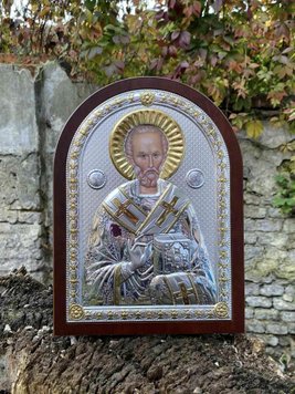 Серебряная икона Николая Чудотворца (код 21472) размер 30*41 см 21472 фото