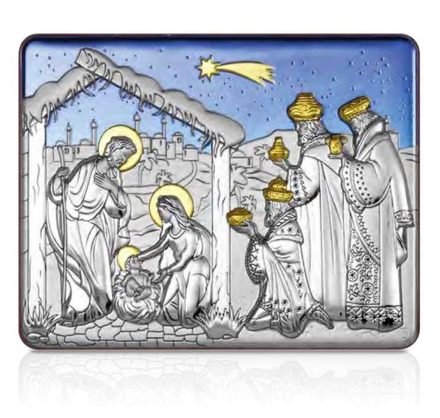 Серебряная икона Рождество Христово (С738 D730 OС) 14 х 10 см С738 D730 OС фото