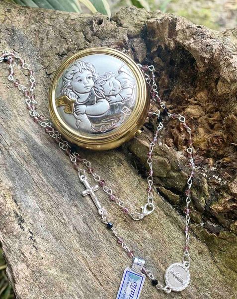 Шкатулка с вервицей с серебряной иконой Ангел-Хранитель (код 1315 50 3014O) 5 см 1315 50 3014O фото