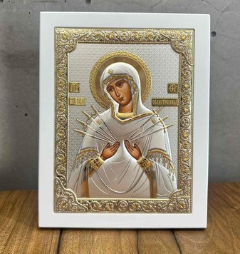 Семистрільна срібна ікона Божої Матері (Р-5 006 GB) 18,5x23,5 см Р-5 006 GB фото
