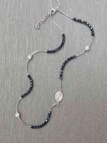 Срібний браслет вервиця з чорними кристалами Swarovski (код RA 335 R) 18-21 см RA 335 R фото