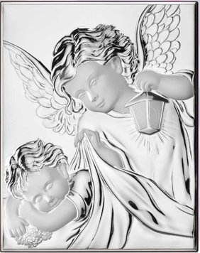 Срібна ікона Ангел Охоронець біля дитини (код 452162 ) 11,5*14 см 452162 фото