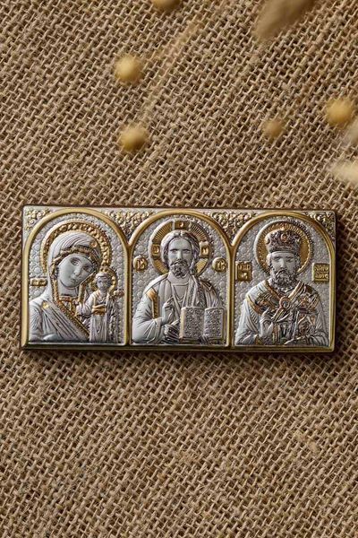 Автомобільна срібна ікона (код AP-2 G) 4,6 см*10,1 см AP-2 G фото