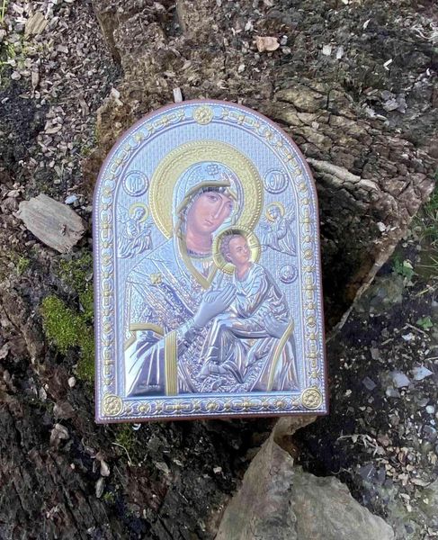 Серебряная икона Божией Матери Неустанной Помощи (код 21241) 13*18 см 21241 фото