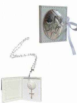Серебряная шкатулка с вервицей "Мое Первое Причастие" для мальчика (код 030 М) 7*9 см 030 М фото
