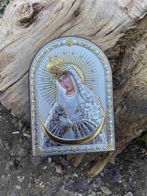Срібна Ікона Остробрамська Божа Матір (код 21475) 20*27 см 21475 фото