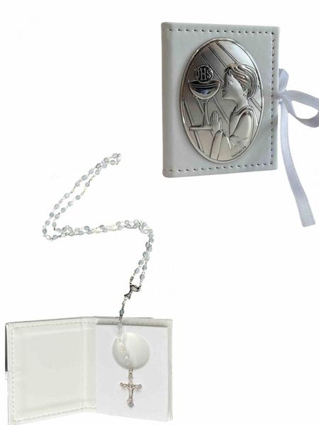 Срібна шкатулка з вервичкою "Моє Перше Причастя" для хлопчика (код 030 М) 7*9 см 030 М фото