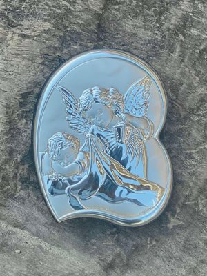 Срібна ікона Ангел Охоронець біля дитини (код AE 0715 3S ) 16,5*20,5 см AE 0715 3S фото