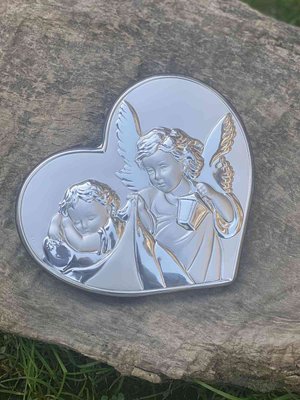 Срібна ікона Ангел Охоронець біля дитини (код 951483 ) 16*14 см 951483  фото