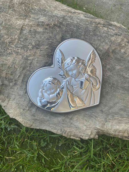 Серебряная икона Ангел Хранитель у ребенка (код 951483 ) 16*14 см 951483  фото