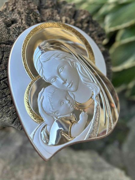 Срібна ікона Матір Божа з Ісусиком (код 452650) 12*14 см 452650 фото