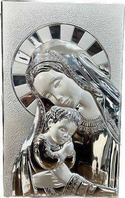 Срібна ікона Матір Божа з ісусиком (35G35402) 19x32 см 35G35402 фото