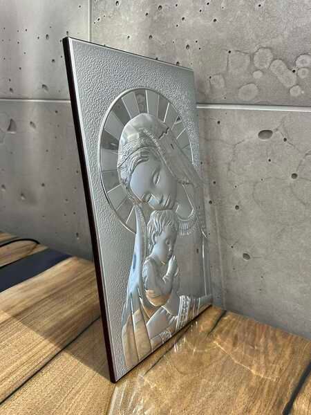 Серебряная икона Матерь Божья с исусиком (35G35402) 19x32 см 35G35402 фото