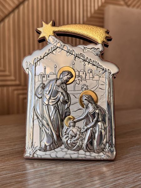 Срібна ікона Різдво Христове (С738 D729 O) 10 х 14 см С738 D729 O фото