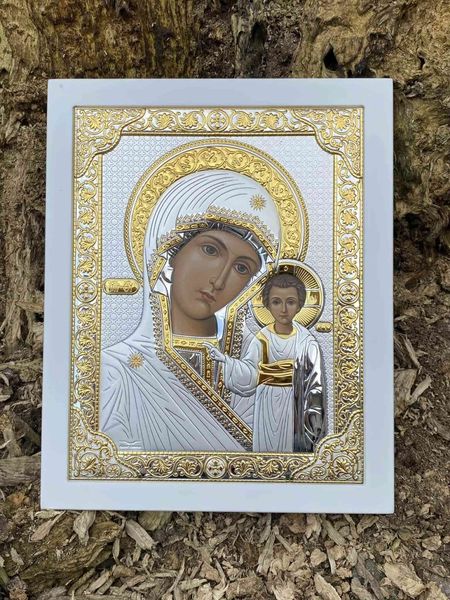 Венчальная пара серебряных икон Спаситель и Богородица (код 003) 27,5*20,6 см 003 фото