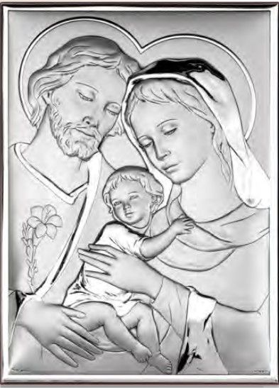 Серебряная икона Святое Семейство (код C789 B2850) 13,5*18,5 см C789 B2850 фото