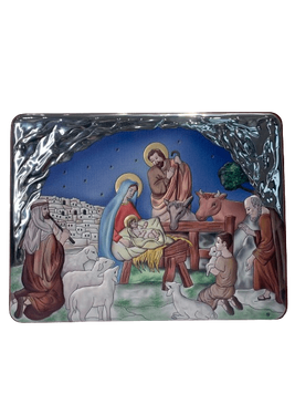 Срібна ікона Різдво Христове (С738 D748 OС) 14 х 10 см С738 D748 OС фото
