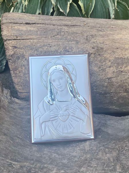 Серебряная икона Сердце Марии (код С789 B2857) 13,5*18,5 см С789 B2857 фото