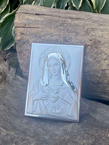 Серебряная икона Сердце Марии (код С789 B2857) 13,5*18,5 см С789 B2857 фото