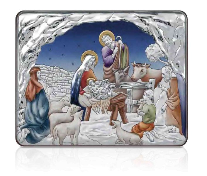 Серебряная икона Рождество Христово (С738 D748 OС) 14 х 10 см С738 D748 OС фото