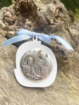 Икона серебряная детская Святое Семейство (код 1550 3016 C) 4.5*5.5 см 1550 3016 C фото