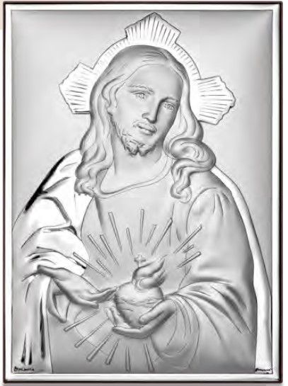Срібна ікона Пресвяте Серце Ісуса (код C789 B2856) 13,5*18,5 см C789 B2856 фото