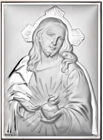 Серебряная икона Пресвятое Сердце Иисуса (код C790 B2886) 19*26,5 см C790 B2886 фото
